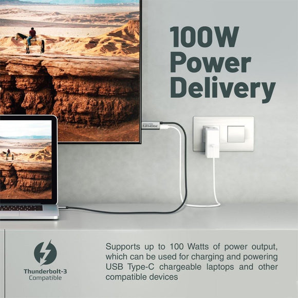 HDMI-PD100 - Promate 1.8m 4K USB-C to HDMI Cable with Gold Plated Connectors.