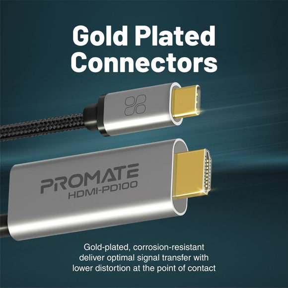 HDMI-PD100 - Promate 1.8m 4K USB-C to HDMI Cable with Gold Plated Connectors.
