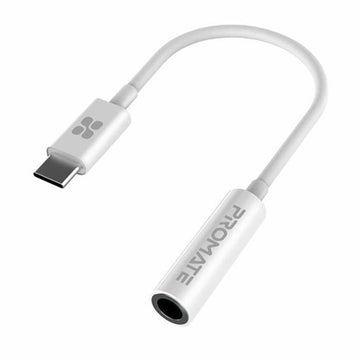 AUXLINK-C.WHT - Promate Dynamic Stereo USB-C to 3.5mm AUX Headhone Jack Adapter.