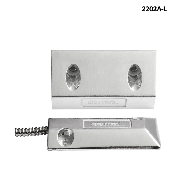 2202A-L - Sentrol Reed Switch, Surface Mount, Overhead, NC, 3"(76mm) gap, 45cm Armoured Cable