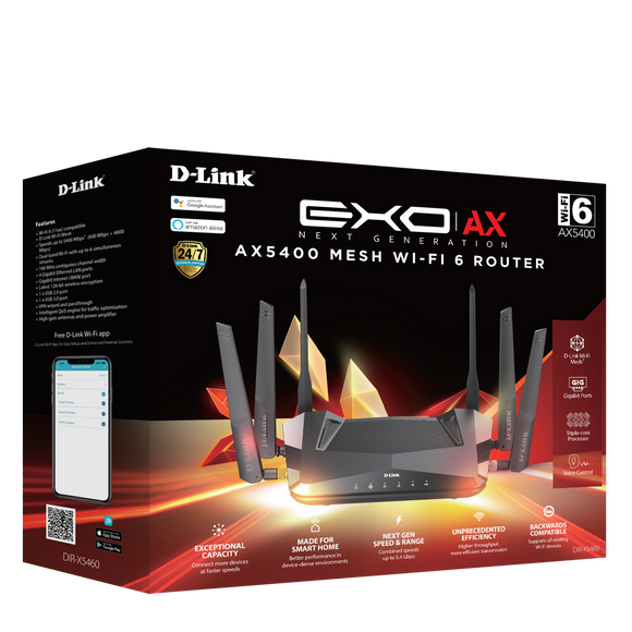 DIR-X5460 - D-Link EXO AX AX5400 Mesh Wi-Fi 6 Router