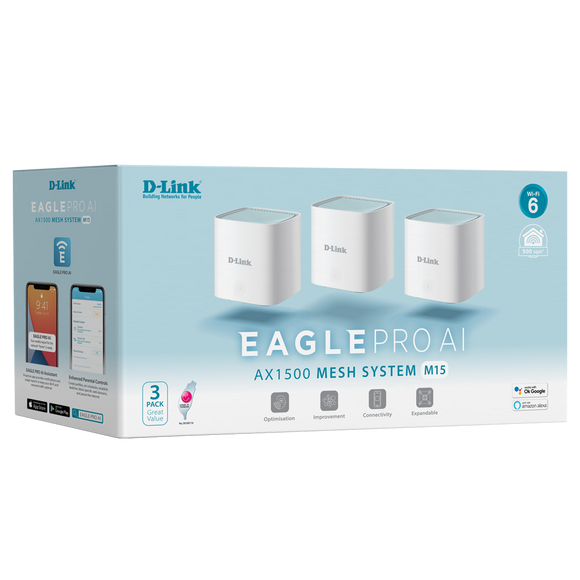 M15-3PK - D-LinkEagle Pro AI AX1500 Mesh System (3-PACK)