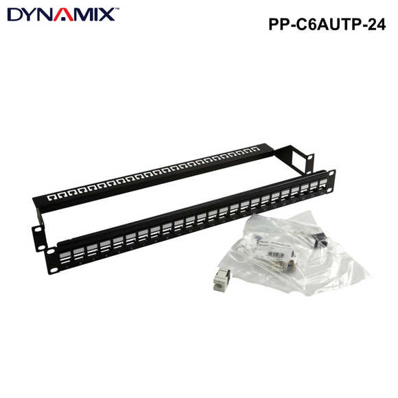 PP-C6AUTP-24 - Cat6A 180 Unshielded Keystone patch panel, 24 Port with cable management