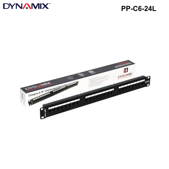 PP-C6- - 19'' Cat6 UTP Patch Panels - Options 12, 16, 24 and 48 Way 24 Port 19'' Cat6 UTP Patch Panel with Labelling Kit