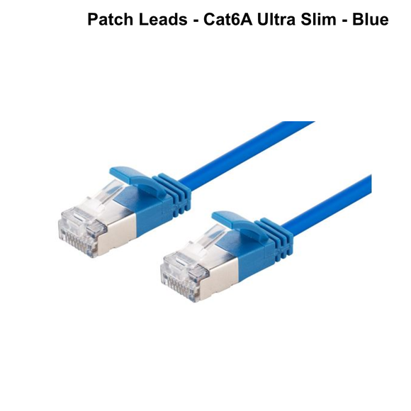 Cat6A SFTP Ultra-Slim Shielded 10G Patch Lead (34AWG) - Black - Select Length - 0.25 to 3m