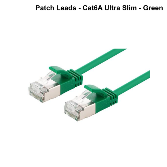 Cat6A SFTP Ultra-Slim Shielded 10G Patch Lead (34AWG) - Black - Select Length - 0.25 to 3m