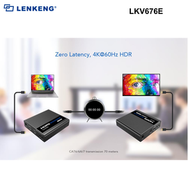 LKV676E - Lenkeng HDMI 2.0 Extender over Cat6/6a. Supports up to 4K, Zero Latency, Two Way IR
