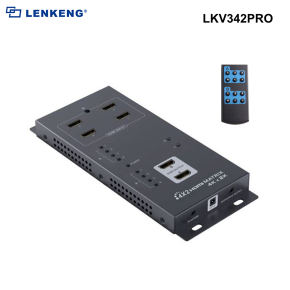 LKV342PRO - Lenkeng HDMI Matrix Switch with 4x HDMI inputs & 2x HDMI Outputs