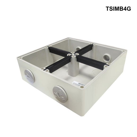 TSIMB - Mounting Base and Lids IP66, Stainless Steel Cover Fastening - Options 1G to 8G Mounting Base 4 Gang IP66