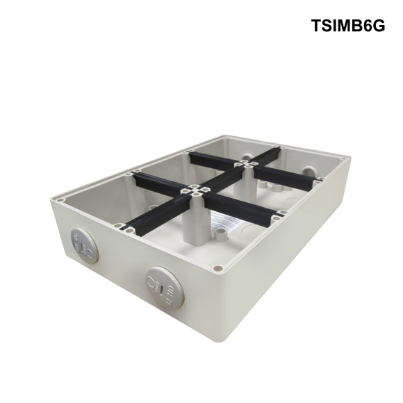 TSIMB - Mounting Base and Lids IP66, Stainless Steel Cover Fastening - Options 1G to 8G Mounting Base 6 Gang IP66