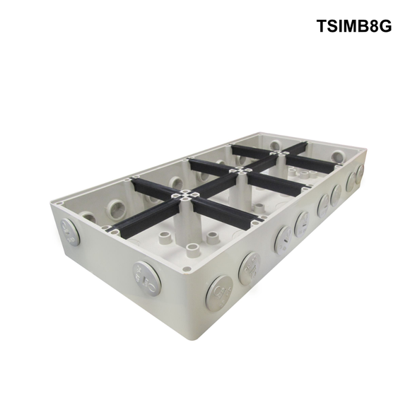 TSIMB - Mounting Base and Lids IP66, Stainless Steel Cover Fastening - Options 1G to 8G Mounting Base 8 Gang IP66
