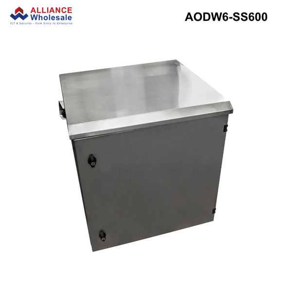 AODW-SS - Outdoor SUS316 Wall Mount Cabinet, IP65 Rated, 6RU to 24RU, Stainless Steel, 400 or 600mm