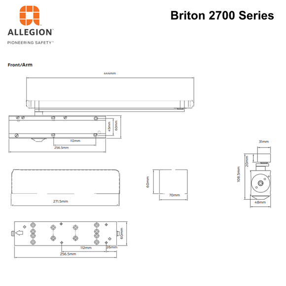 2700 Series - Briton cam action closers strength 1-5 delayed action - Push & Pull Options