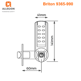 Briton 9365 Series Narrow Stile Electronic Keypad with Legge Mortice Lock & 5300 Internal Furniture