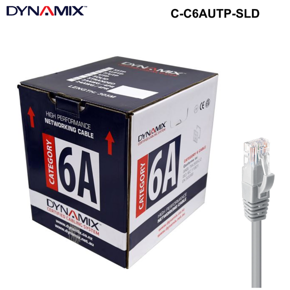 C-C6AUTP-SLD - 305m Cat6A 10G UTP SOLID Cable, 23AWGx4P, 500MHzPVC - Colour Options 305m Cat6A UTP Solid Cable Roll - Grey