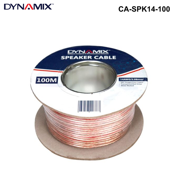 CA-SPK14 - 14AWG/2.08mm Speaker Cable, OFC 51/025BCx2C, Clear PVC Insulation 2.08mm Speaker Cable Clear PVC - 100m