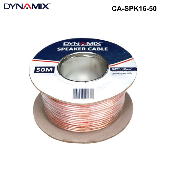 CA-SPK16 - 16AWG/1.31mm Speaker Cable, OFC 25/025BCx2C, Clear PVC Insulation 1.31mm Speaker Cable Clear PVC - 50m