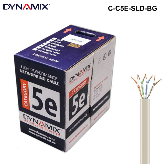 C-C5E-SLD - 305m Cat5e UTP Solid Cable Roll 100MHz, 24AWGx4P, PVC - Colour Options 305m Cat5e UTP Solid Cable Roll - Beige