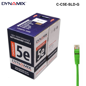 C-C5E-SLD - 305m Cat5e UTP Solid Cable Roll 100MHz, 24AWGx4P, PVC - Colour Options 305m Cat5e UTP Solid Cable Roll - Green