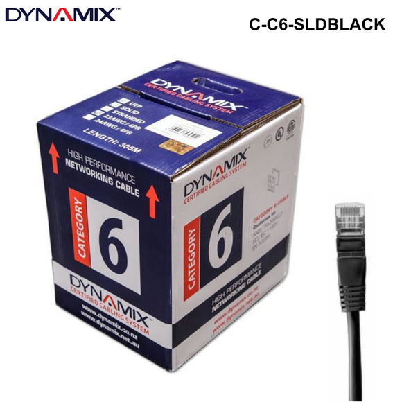 C-C6-SLD - 305m Cat6 Blue UTP SOLID Cable Roll, 250MHz, 23AWGx4P, PVC - Colour Options 305m Cat6 UTP Solid Cable Roll - Black