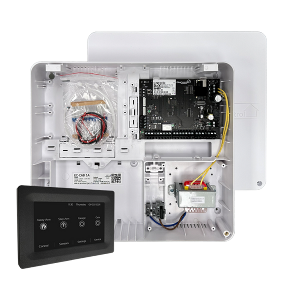 EC-PLAS TOUCH B - EC security alarm panel with (EC-TOUCH B Black touch screen keypad) in enclosed plastic cabinet