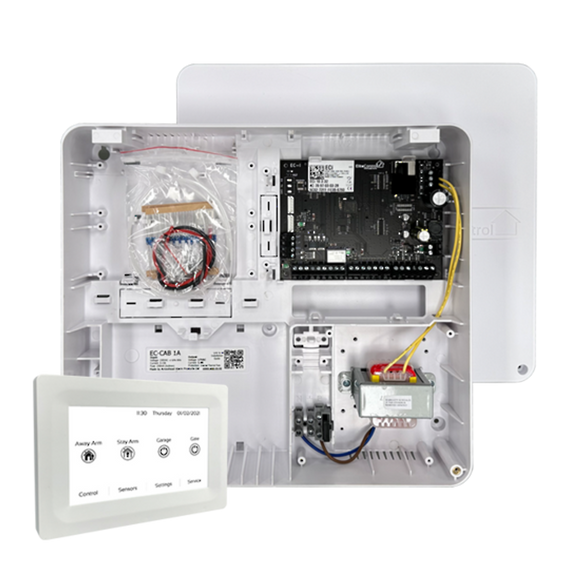 EC-PLAS TOUCH W - EC security alarm kit with (white 5" touch screen keypad) in enclosed plastic cabinet