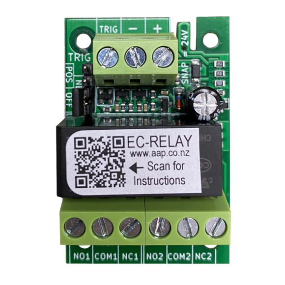 EC-RELAY - DPDT 8A Relay board, 12/24V AC/DC, with Low Current Trigger Option