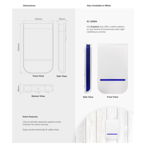 EC-Siren - White External Alarm Siren with Blue LED