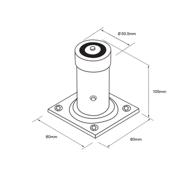 EMH50-EWM - Lockwood Extended Wall Mount Fire Door Hold Back 12-24VDC 23kg Hold
