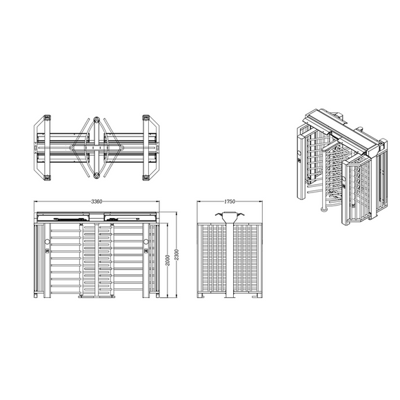 FGES-RTDFH900-2 - FERN360 - Full Height Stainless Steel Rotor Turnstile, Double Lane