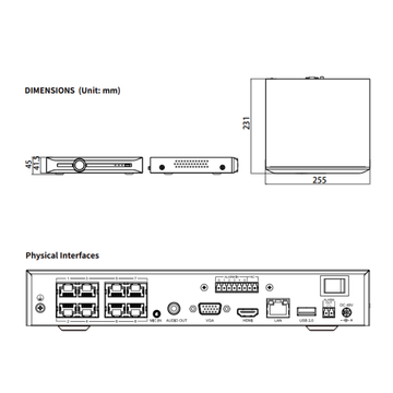 FGSIP-CNVR101-8P - FERN360 - 10Ch Network Video Recorder with 8x PoE ports, 80Mb (no HDD)