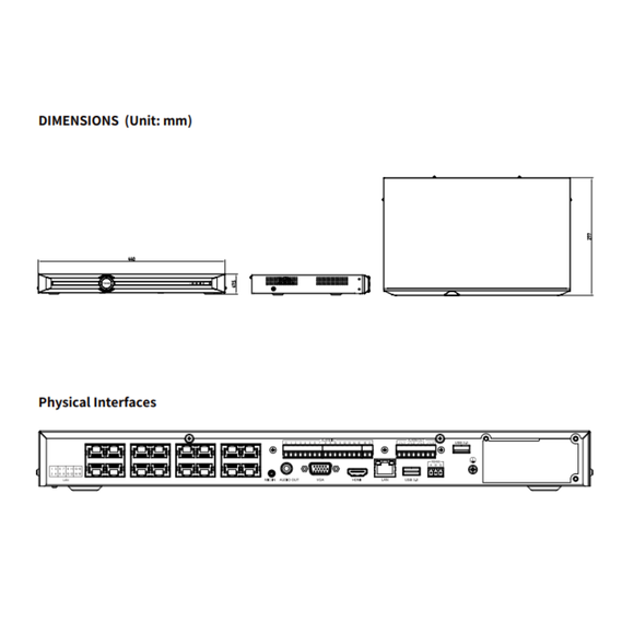 FGSIP-PNVR202-16P - FERN360 - 20Ch Network Video Recorder with 16x PoE ports, 320Mbps (no HDD)
