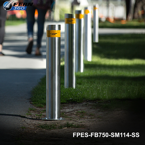 FPES-FB750-RT114-SS - FERN360 Stainless Steel Retractable Fixed Bollard - 114mm dia x 750mm
