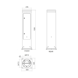 FPRPE-B1200 - FERN360 Rotating Enclosure for low voltage & mains voltage distribution bollard