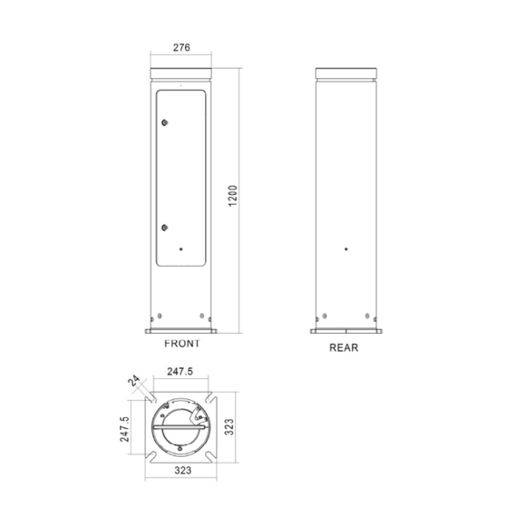 FPRPE-B1200 - FERN360 Rotating Enclosure for low voltage & mains voltage distribution bollard