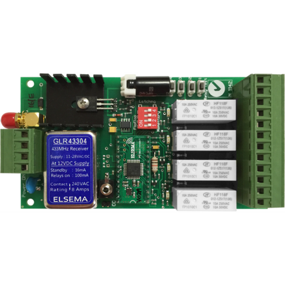 GLR43304 - 4 Channel Reciever 433MHZ 12-24V