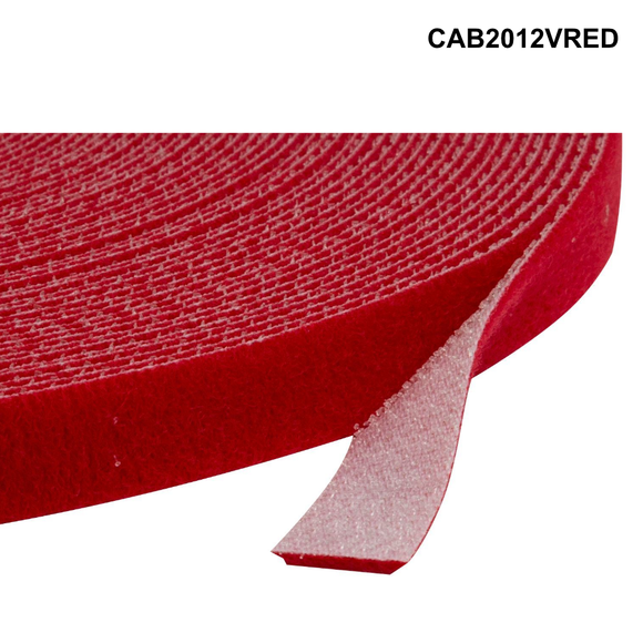 CAB2012V - Hook & Loop Cable Tie Roll - 20m x 12mm - Black or Red options