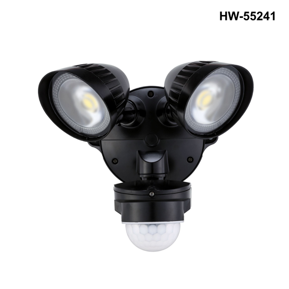 HW-5524x - 20W Twin LED 2x Spotlights with Motion Sensor - Black or White 20W Twin LED 2x Spotlights with Motion Sensor - Black
