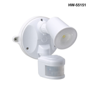 HW-5515x - 10W Single LED Spotlight with Motion Sensor. IP54. Passive IR - Black or White 10W Twin LED 1x Spotlight with Motion Sensor - White