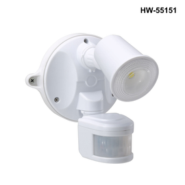 HW-5515x - 10W Single LED Spotlight with Motion Sensor. IP54. Passive IR - Black or White 10W Twin LED 1x Spotlight with Motion Sensor - White