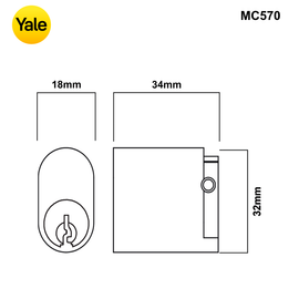MC570 - Yale 570 Oval Cylinder for use on Electric Mortice Locks