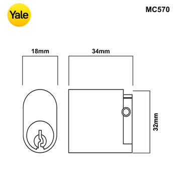 MC570 - Yale 570 Oval Cylinder for use on Electric Mortice Locks