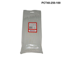 PCT48 - Plastic Cable Ties 4.8mm - 250mm - Black or White options Plastic Cable Ties 4.8mm - L250mm - 100 pack - White