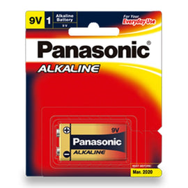 6LR61T/1B - Panasonic Alkaline 9V Battery 1 Batteries per Blister Pack
