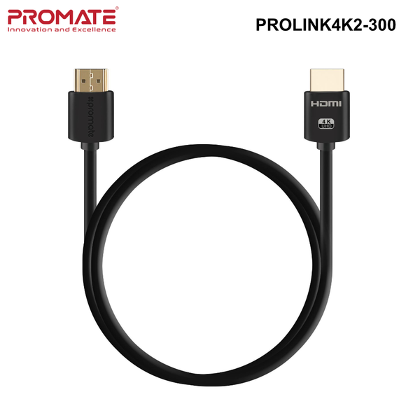 PROLINK4K2 - Promate 4K HDMI Cable. 24K Gold Plated. High-Speed - 1.5, 3, 5 or 10m Promate 4K HDMI Cable - 5m