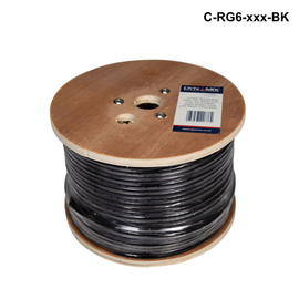 C-RG6-BK- RG6-c Shielded Cable. Black. 75ohm. 18AWG solid core - 100m