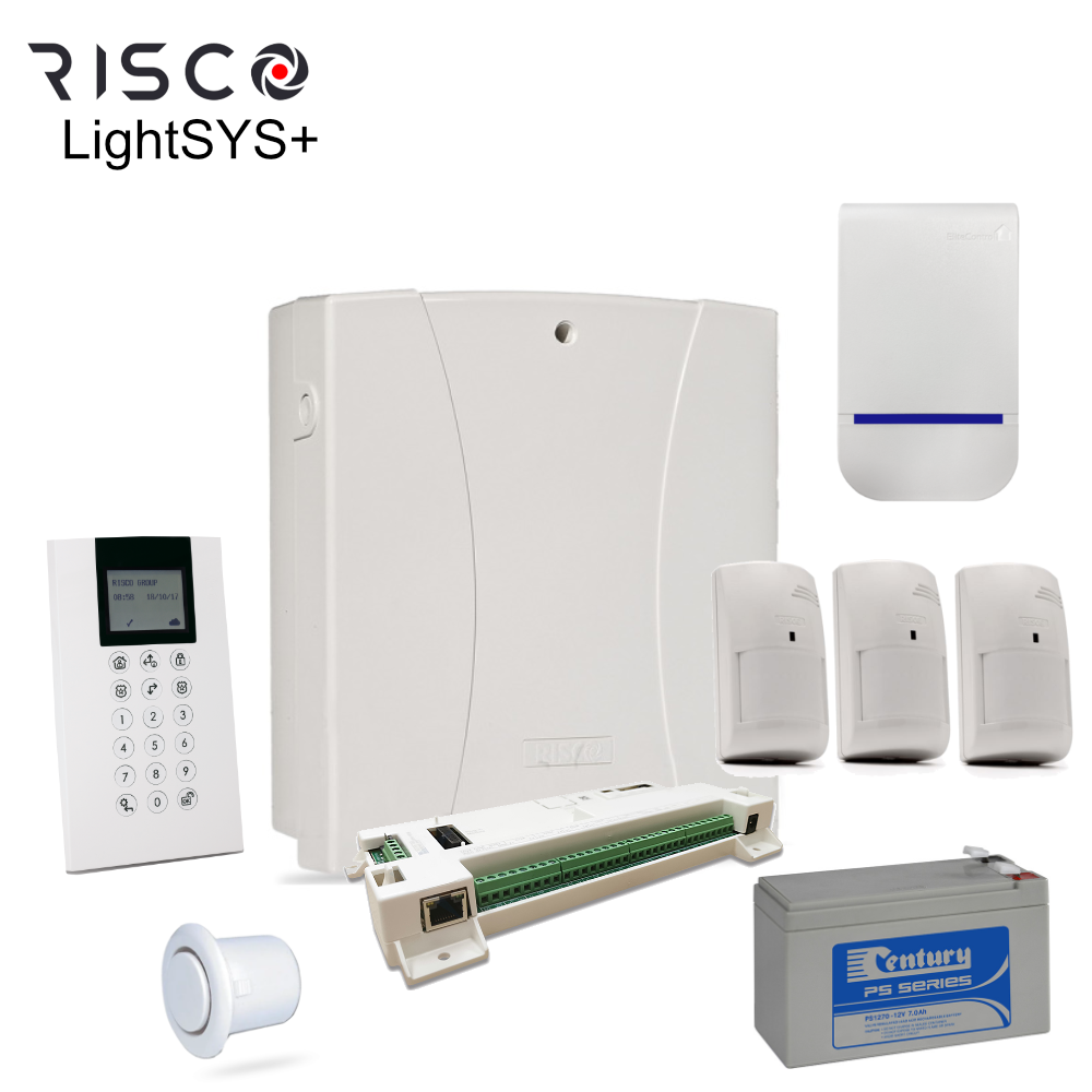 LPAKP-Kit Risco - LightSYS+ Alarm Kit, Panda Keypad, Sirens & batt, 2x or 3x DT PIR options LightSys+ Kit - Panda Keypad - 3x DT PIR