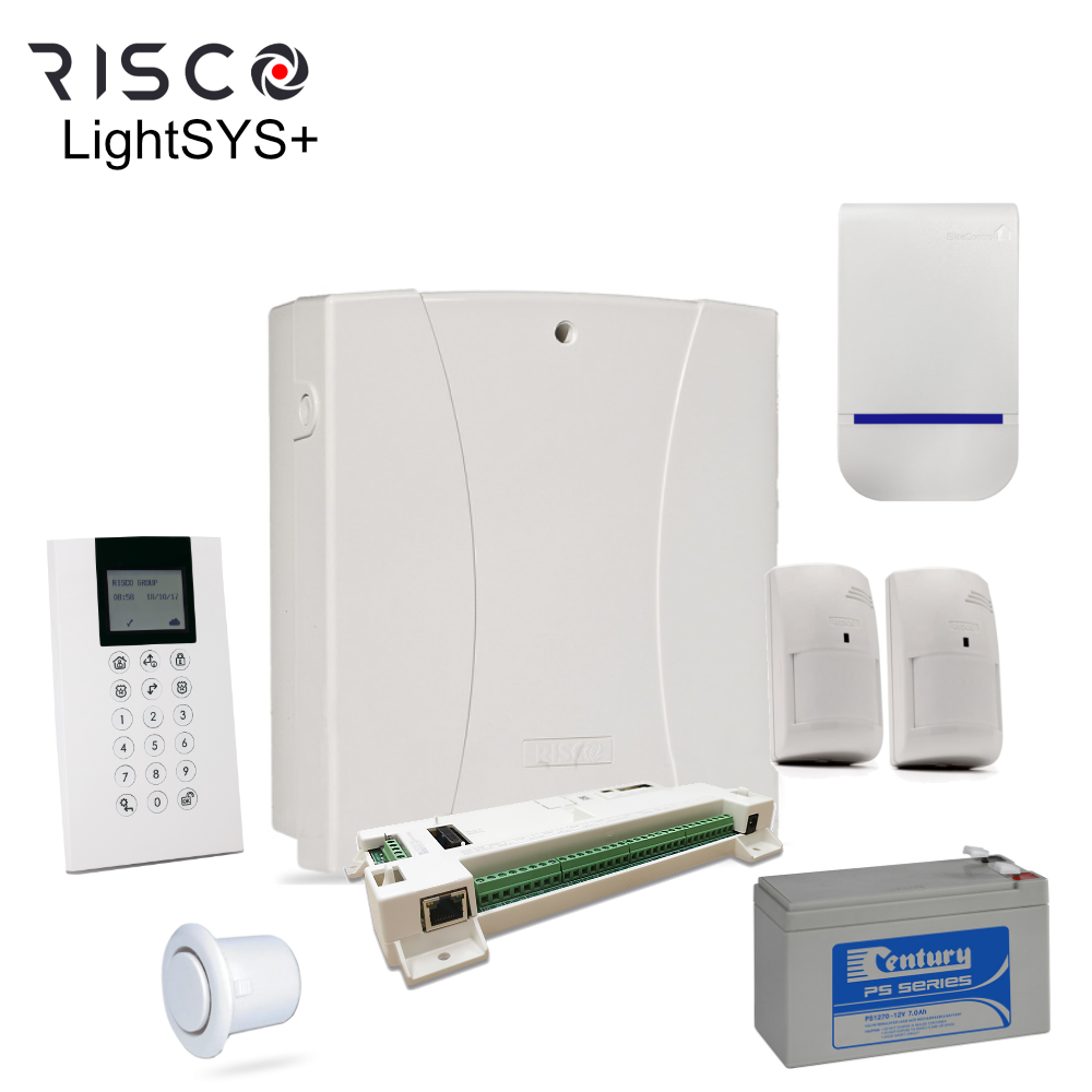 LPAKP-Kit Risco - LightSYS+ Alarm Kit, Panda Keypad, Sirens & batt, 2x or 3x DT PIR options LightSys+ Kit - Panda Keypad - 2x DT PIR