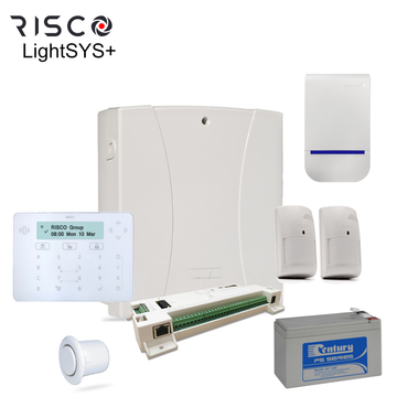 LPAKE-Kit Risco - LightSYS+ Alarm Kit, Elegant Keypad, Sirens & batt, 2x or 3x DT PIR options LightSys+ Kit - Elegant Keypad - 2x DT PIR