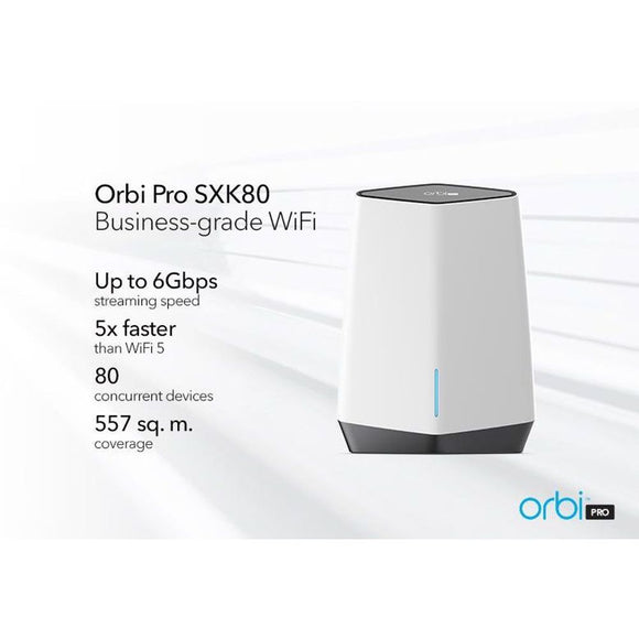 Netgear SXK80-100AUS Orbi Pro Wi-Fi 6 IEEE 802.11ax Ethernet Wireless Router - Tri Band
